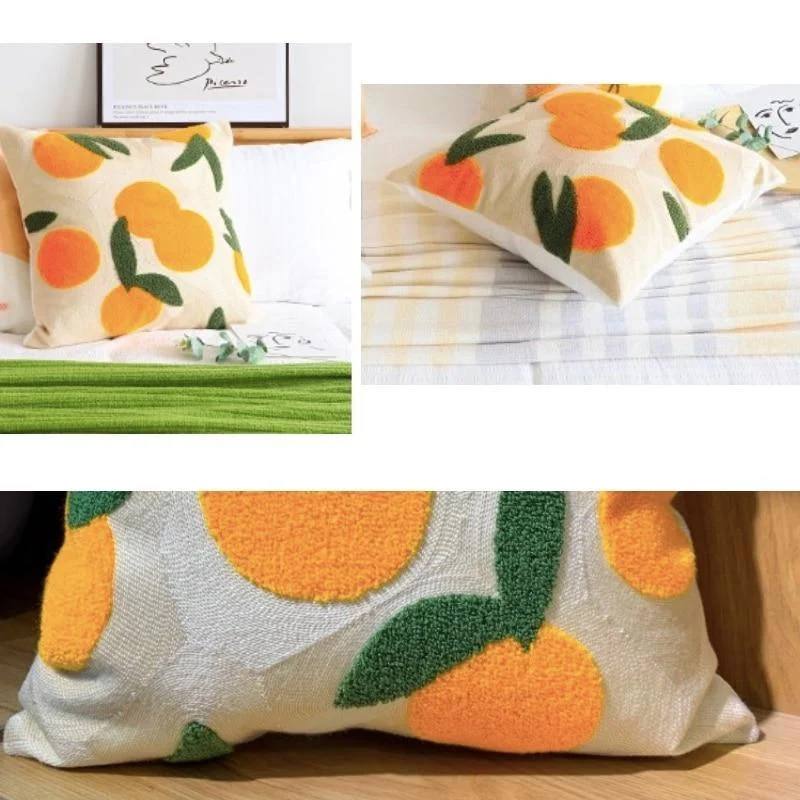 Orange Embroidery Cushion Cover - Glova