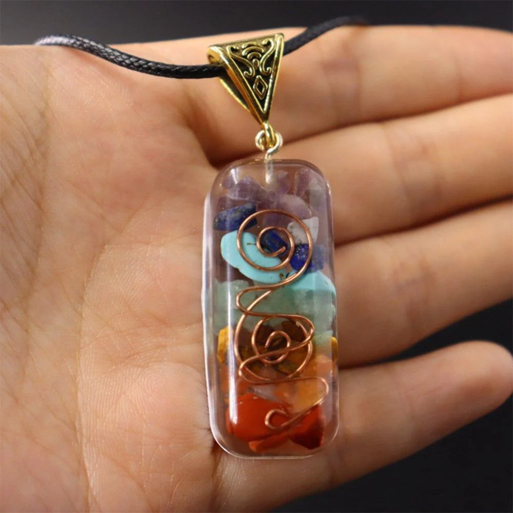 Orgone Seven Chakras Energy Pendant Necklace - Glova