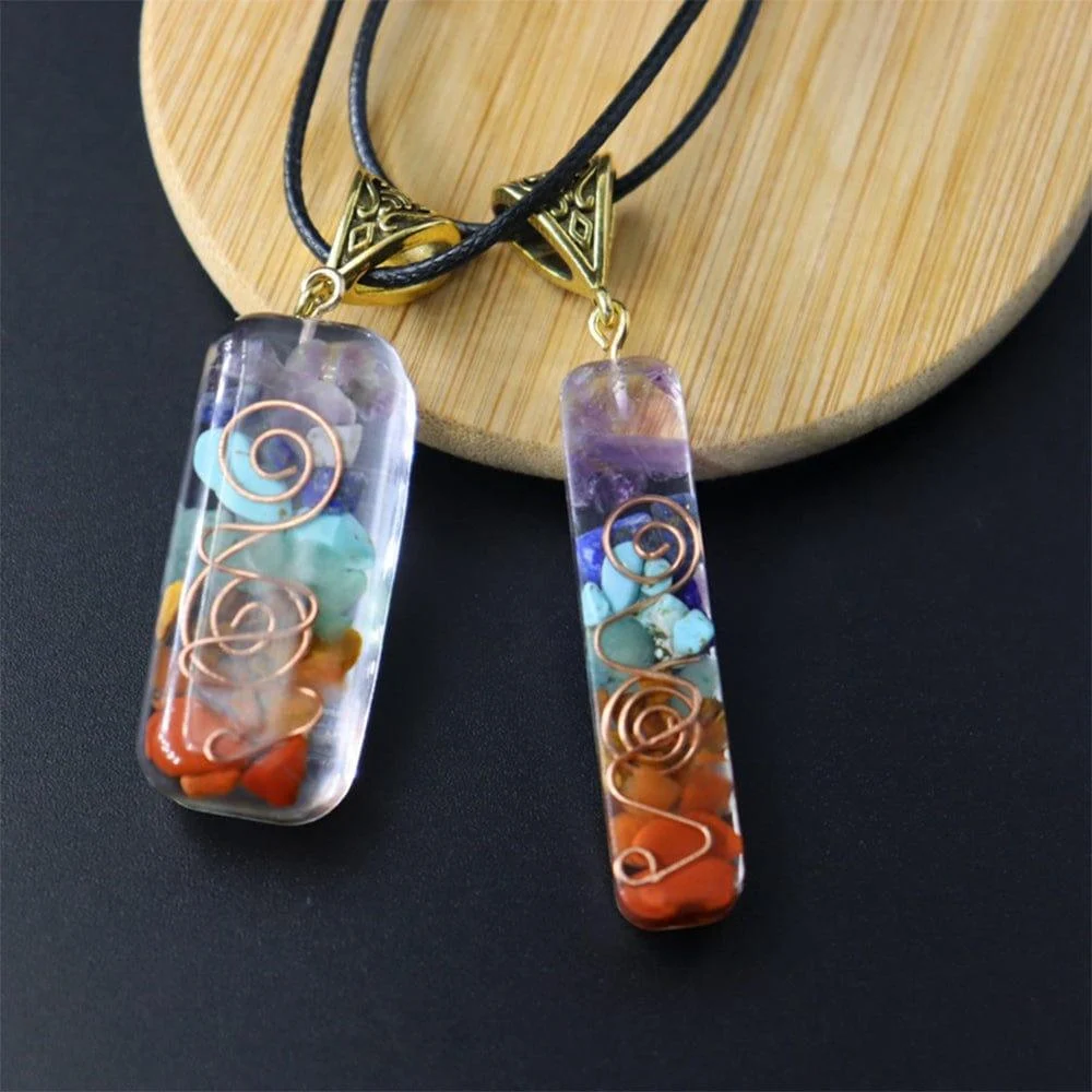 Orgone Seven Chakras Energy Pendant Necklace - Glova