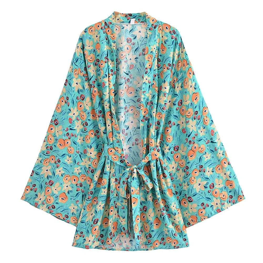 Oriana Floral Cover Up Kimono - Glova