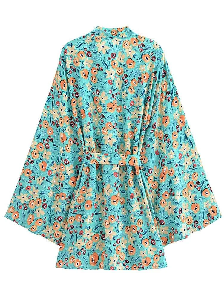 Oriana Floral Cover Up Kimono - Glova