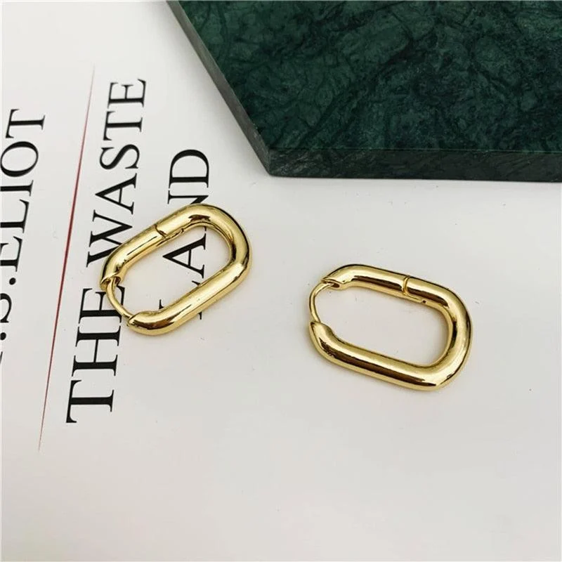 Oval Link Chain Hoop Earrings - 2 Styles - Glova