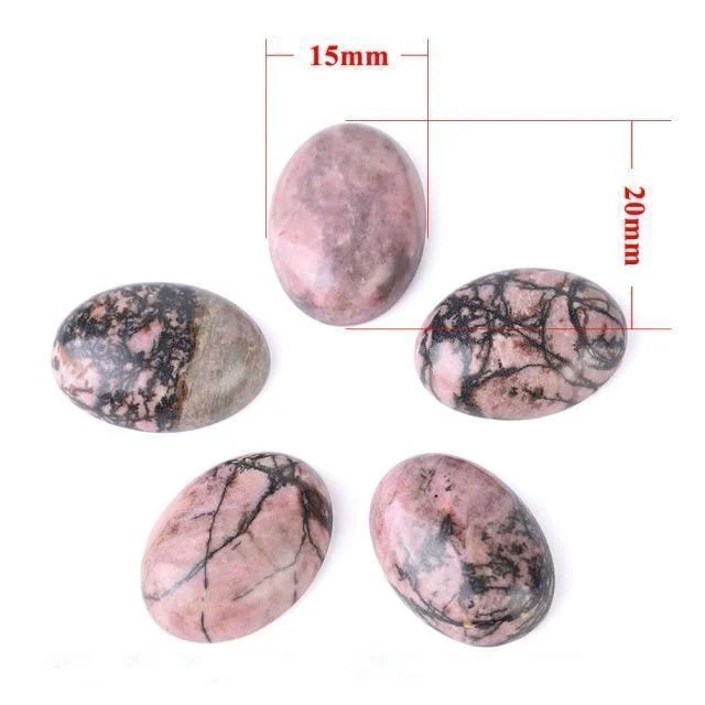 Oval Natural Black Line Rhodonite Stones - Glova