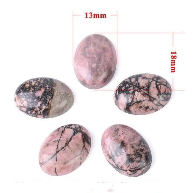 Oval Natural Black Line Rhodonite Stones - Glova