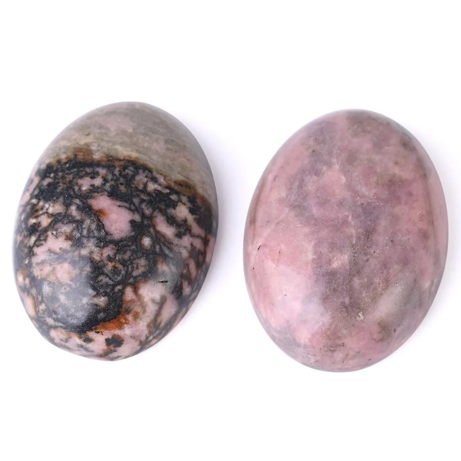 Oval Natural Black Line Rhodonite Stones - Glova