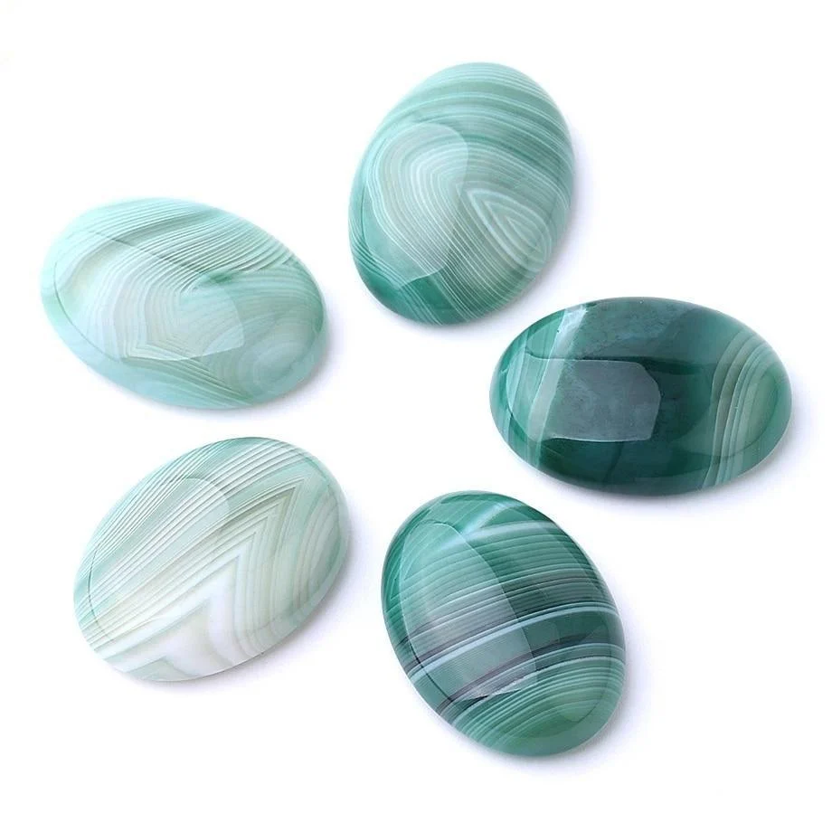 Oval Natural Green Agate Stones - Glova