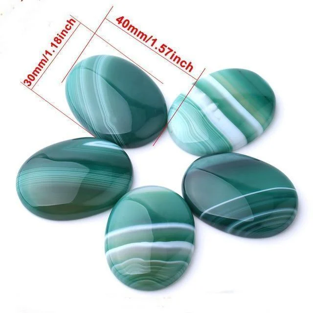 Oval Natural Green Agate Stones - Glova