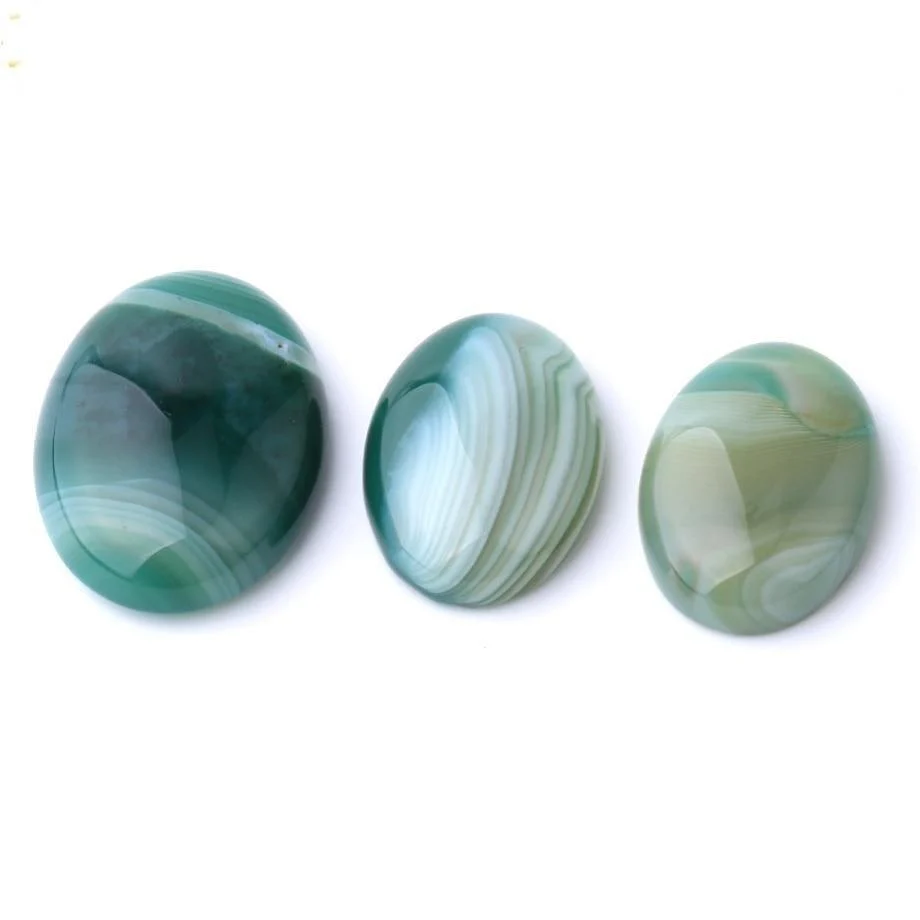 Oval Natural Green Agate Stones - Glova