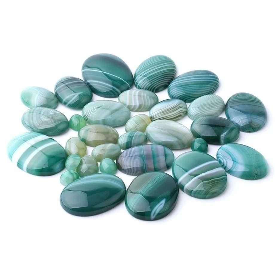 Oval Natural Green Agate Stones - Glova