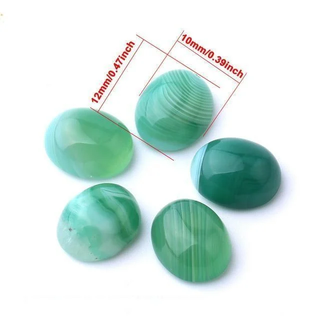 Oval Natural Green Agate Stones - Glova