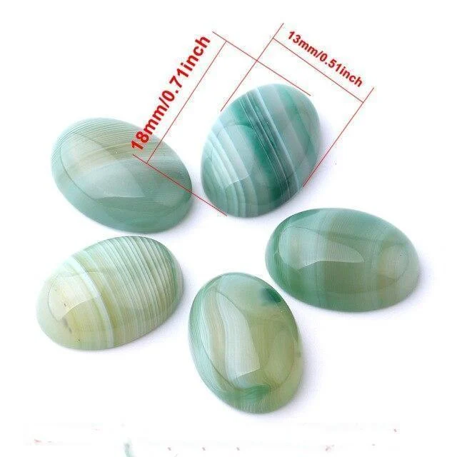 Oval Natural Green Agate Stones - Glova