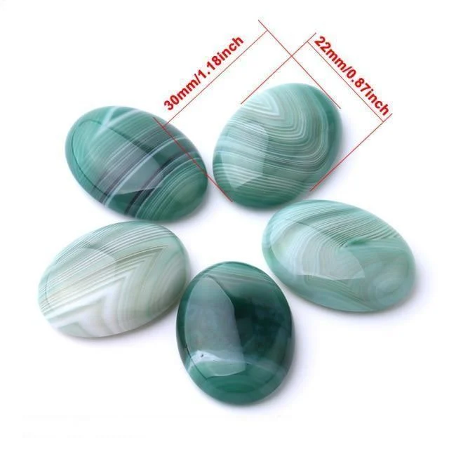 Oval Natural Green Agate Stones - Glova