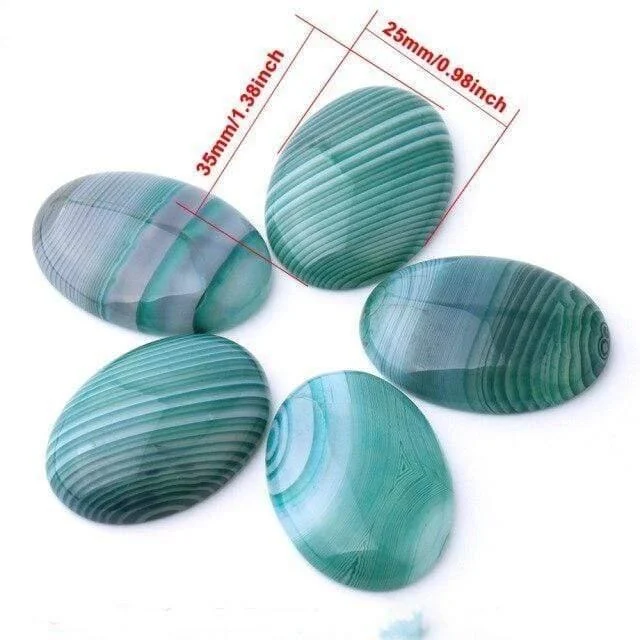 Oval Natural Green Agate Stones - Glova