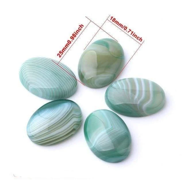 Oval Natural Green Agate Stones - Glova