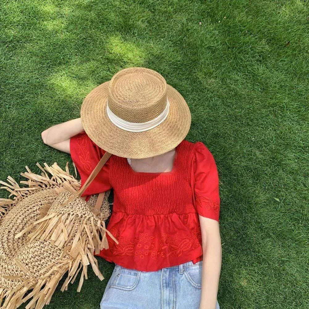 Oversized Bohemian Round Straw Bag - Glova