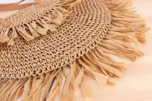 Oversized Bohemian Round Straw Bag - Glova