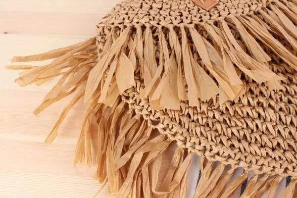 Oversized Bohemian Round Straw Bag - Glova