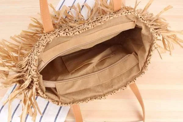 Oversized Bohemian Round Straw Bag - Glova