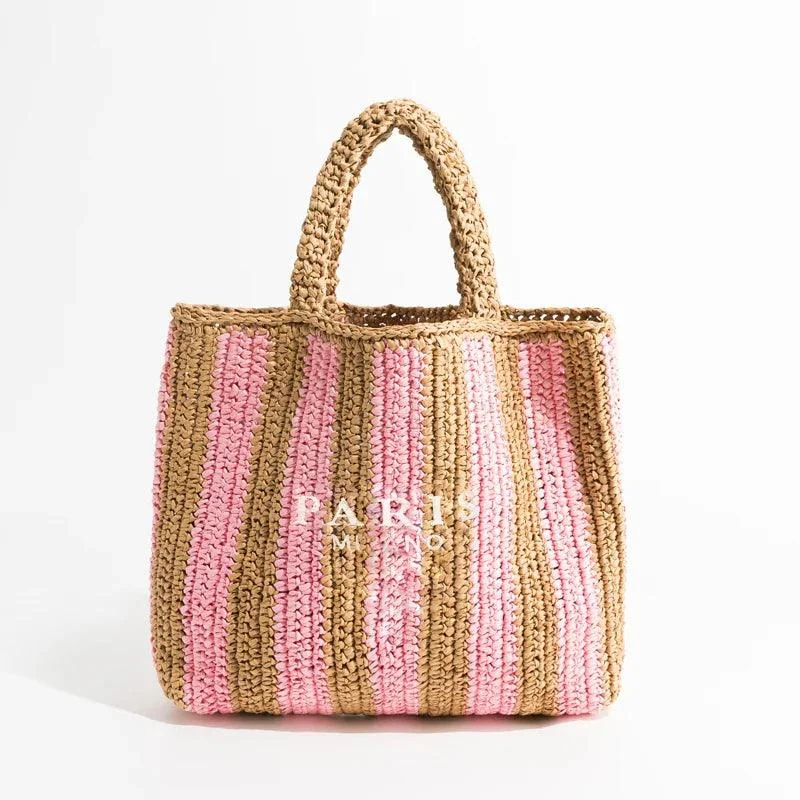 Paris Straw Knit Shopper Totes - Glova