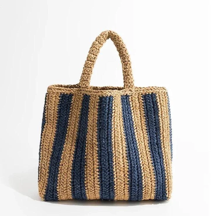 Paris Straw Knit Shopper Totes - Glova