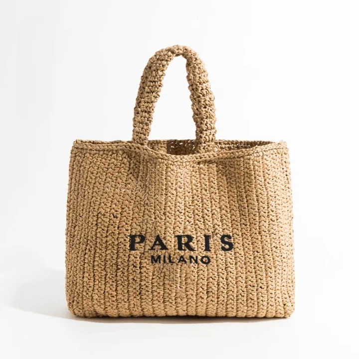 Paris Straw Knit Shopper Totes - Glova