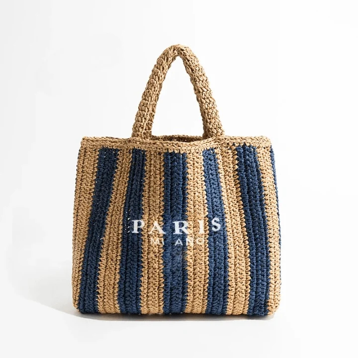 Paris Straw Knit Shopper Totes - Glova