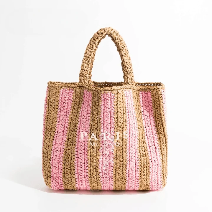 Paris Straw Knit Shopper Totes - Glova