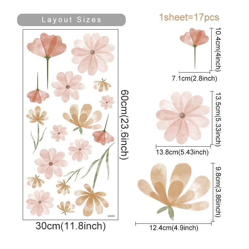 Pastel Flowers Wall Decal Set - Glova