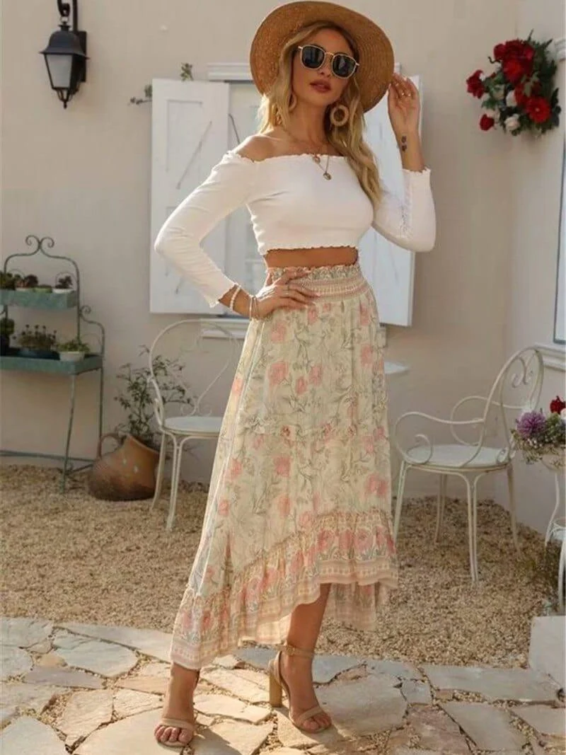 Pastel Garden Symphony Maxi Skirt - Glova