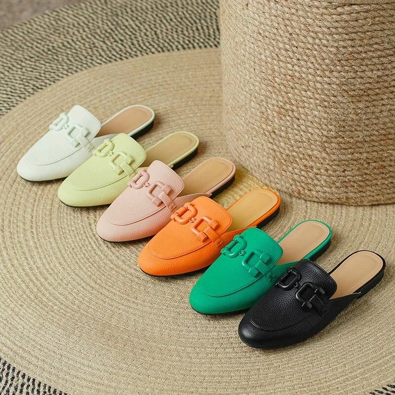 Pastel Horsebit Buckled Mule Slippers - 6 Colors - Glova