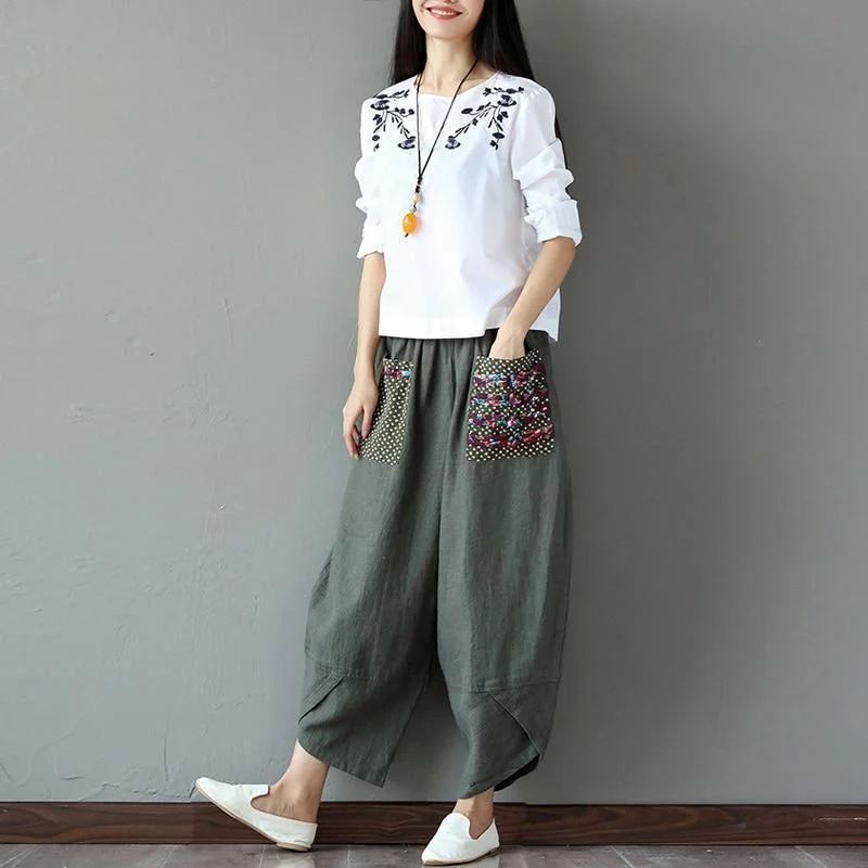 Patchwork Pocket Harem Pants (2 Colors) - Glova