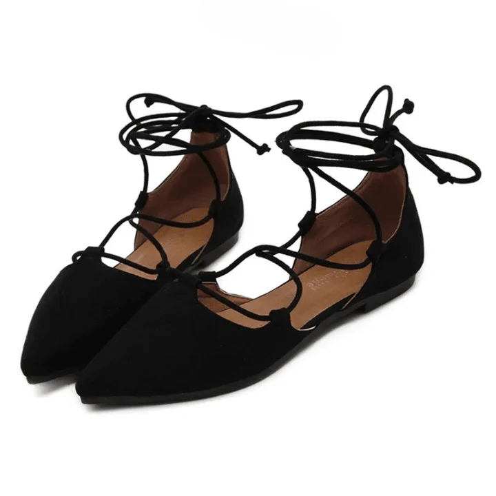 Paulie Faux Suede Lace Up Flats - Glova