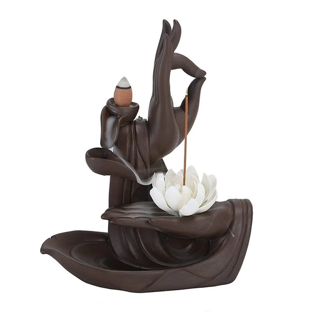 Peaceful Buddha Hands Waterfall Incense Burner - Glova