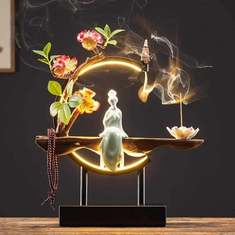 Peaceful Lady Backflow Incense Burner Lamp - Glova