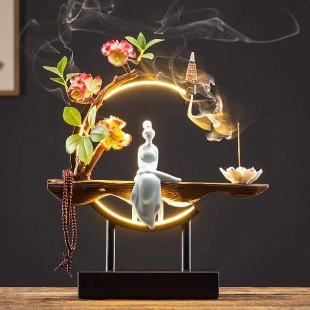 Peaceful Lady Backflow Incense Burner Lamp - Glova