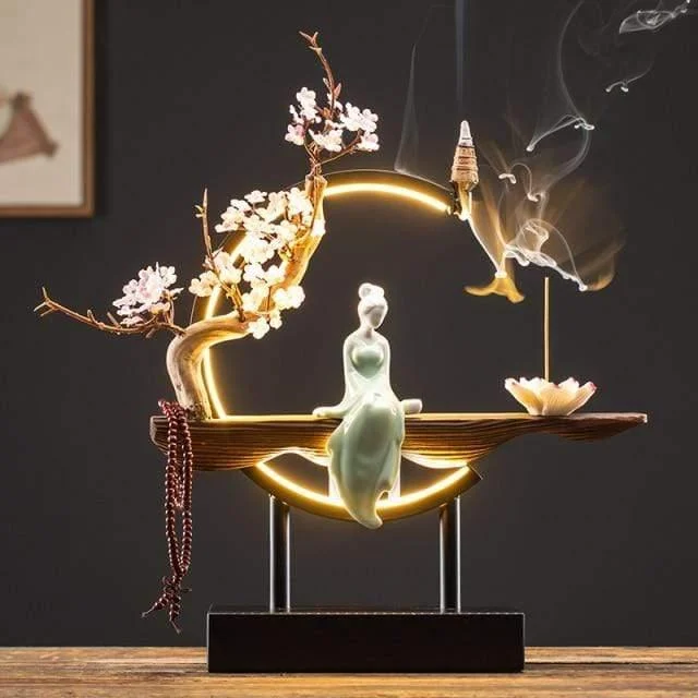 Peaceful Lady Backflow Incense Burner Lamp - Glova