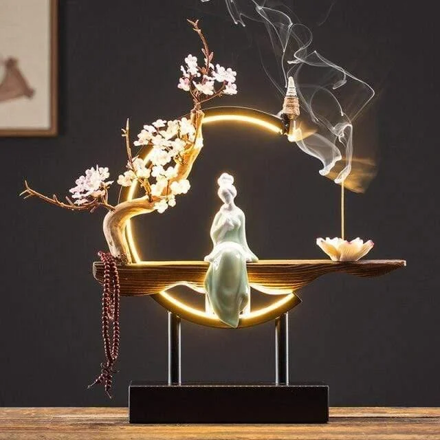 Peaceful Lady Backflow Incense Burner Lamp - Glova