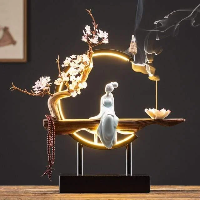 Peaceful Lady Backflow Incense Burner Lamp - Glova