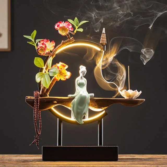 Peaceful Lady Backflow Incense Burner Lamp - Glova