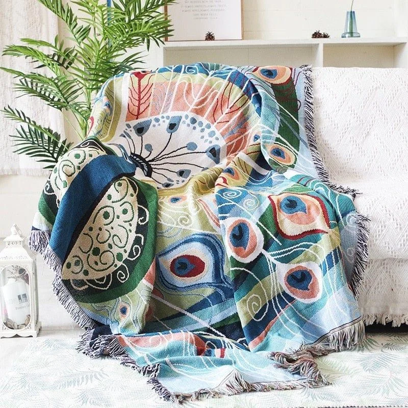 Peacock Throw Blanket - Glova