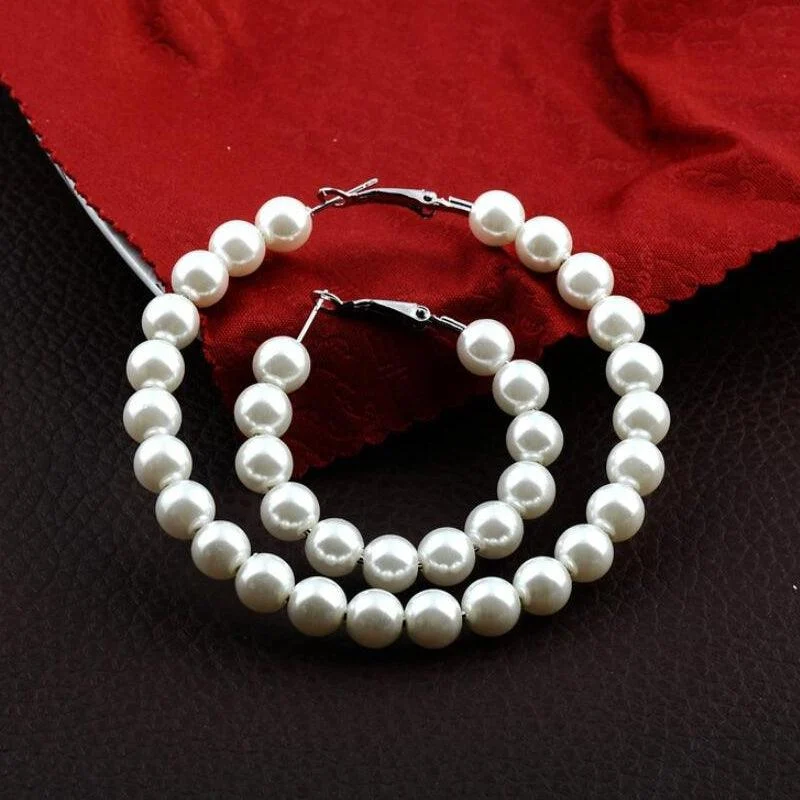 Pearl Hoop Earrings - Glova