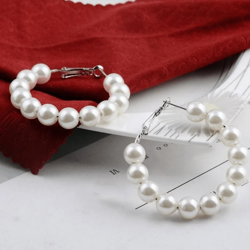 Pearl Hoop Earrings - Glova