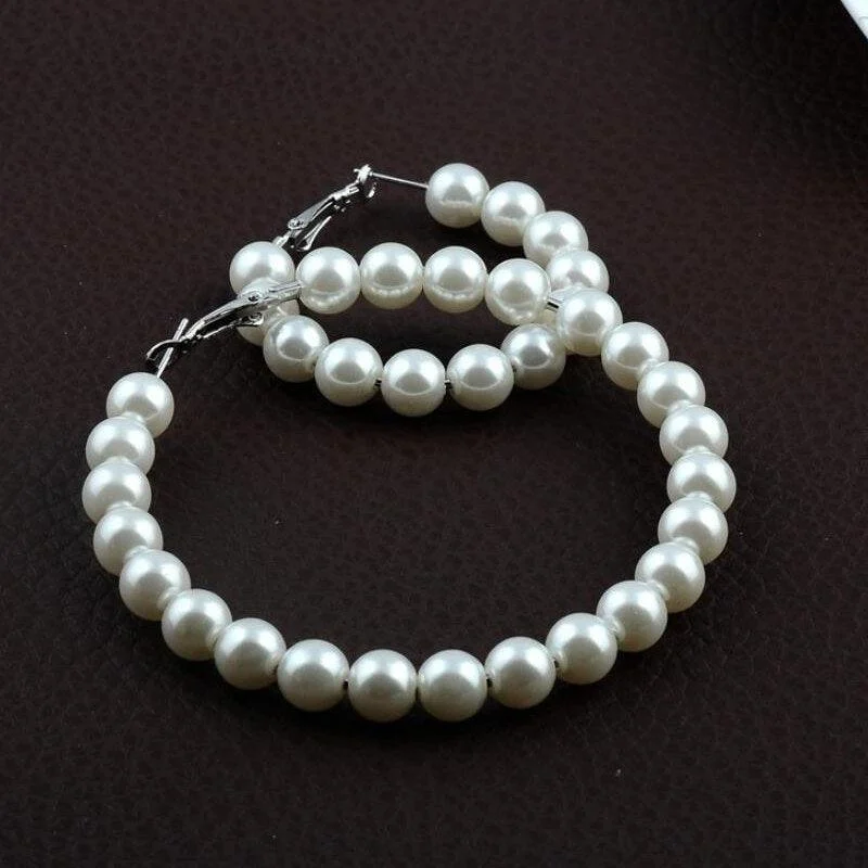 Pearl Hoop Earrings - Glova