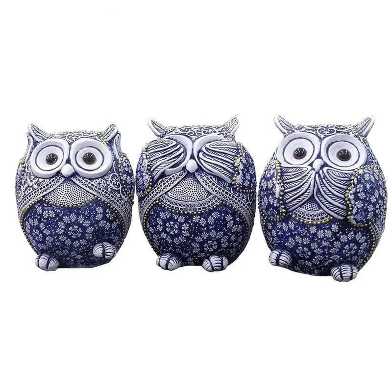 Peekaboo Blue Owl Figurines 3pcs - Glova