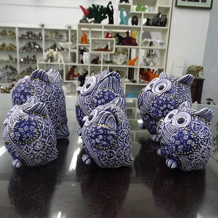 Peekaboo Blue Owl Figurines 3pcs - Glova