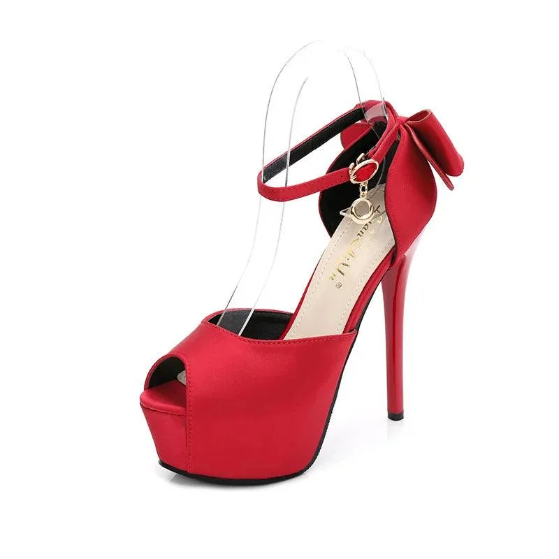 Peep Toe Women Stiletto High Heels Shoes - Glova