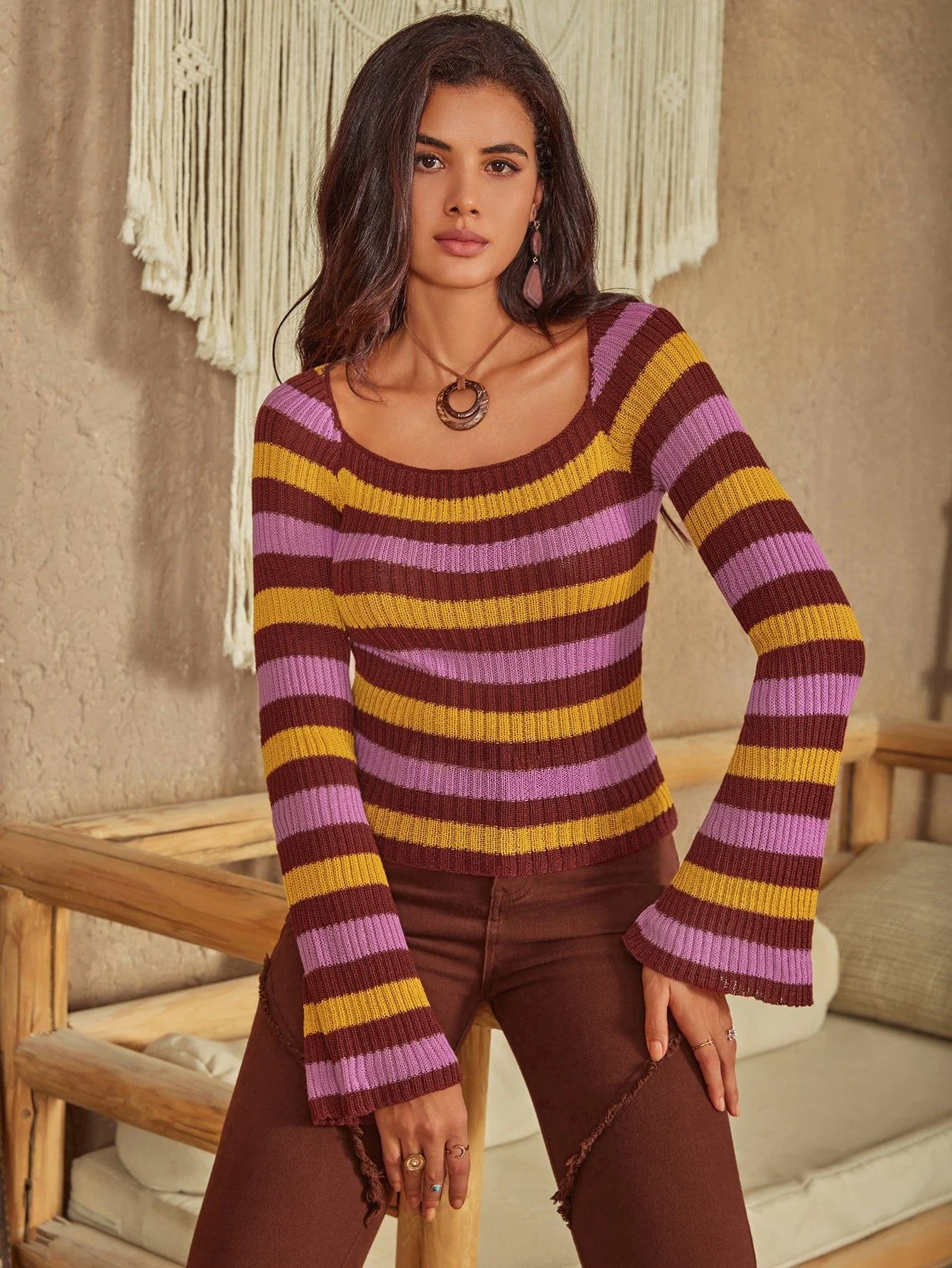 Persia Striped Knit Sweater - Glova