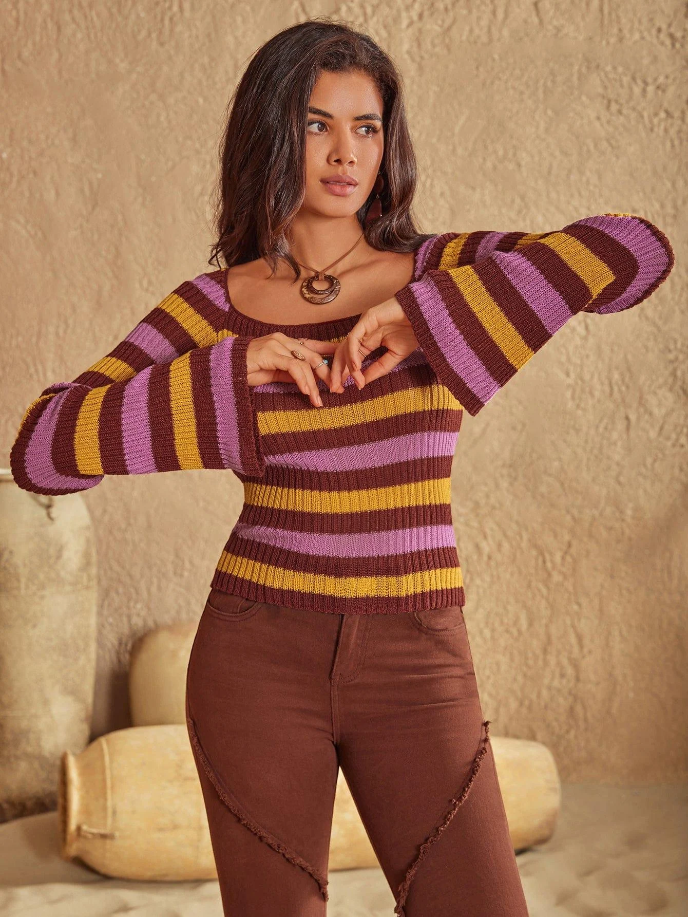 Persia Striped Knit Sweater - Glova