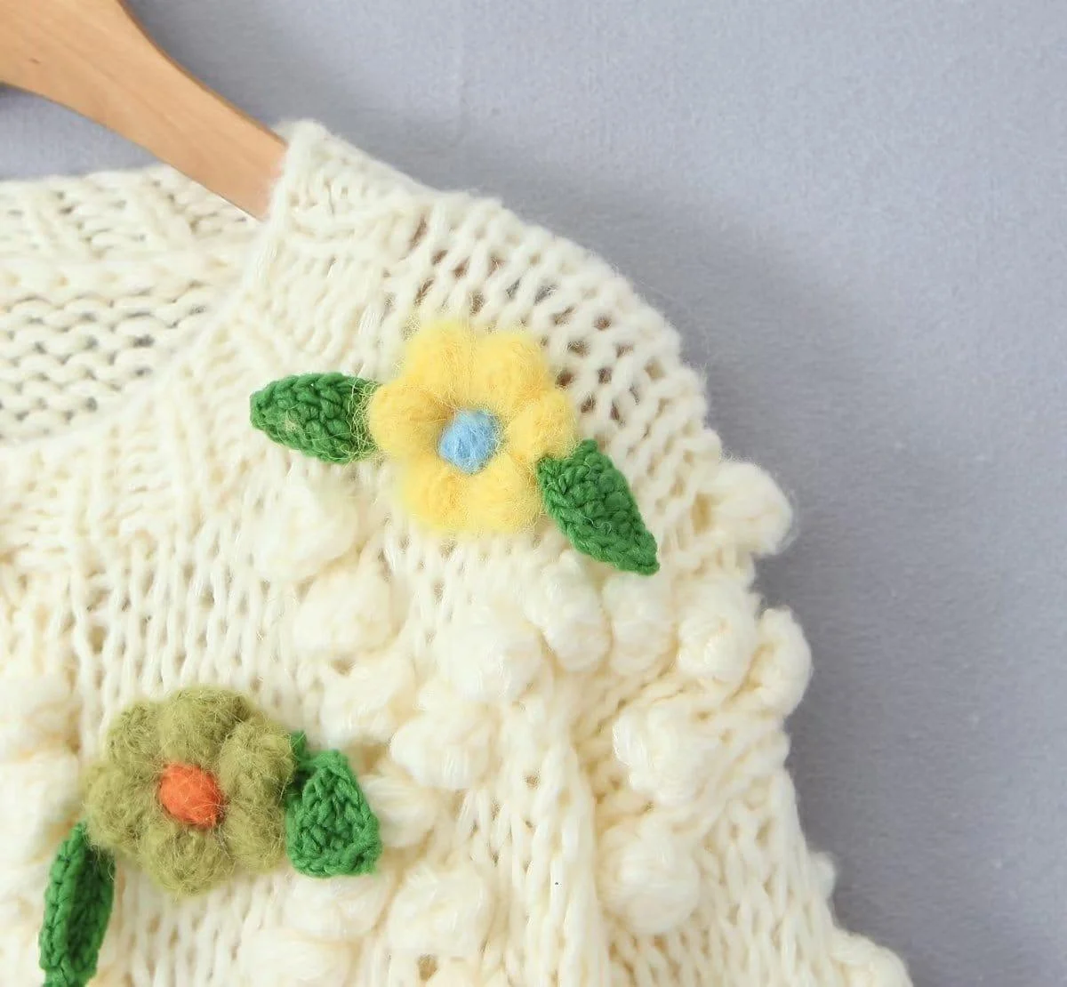 Petunia Flowers Embroidery Knitted Cardigan - Glova