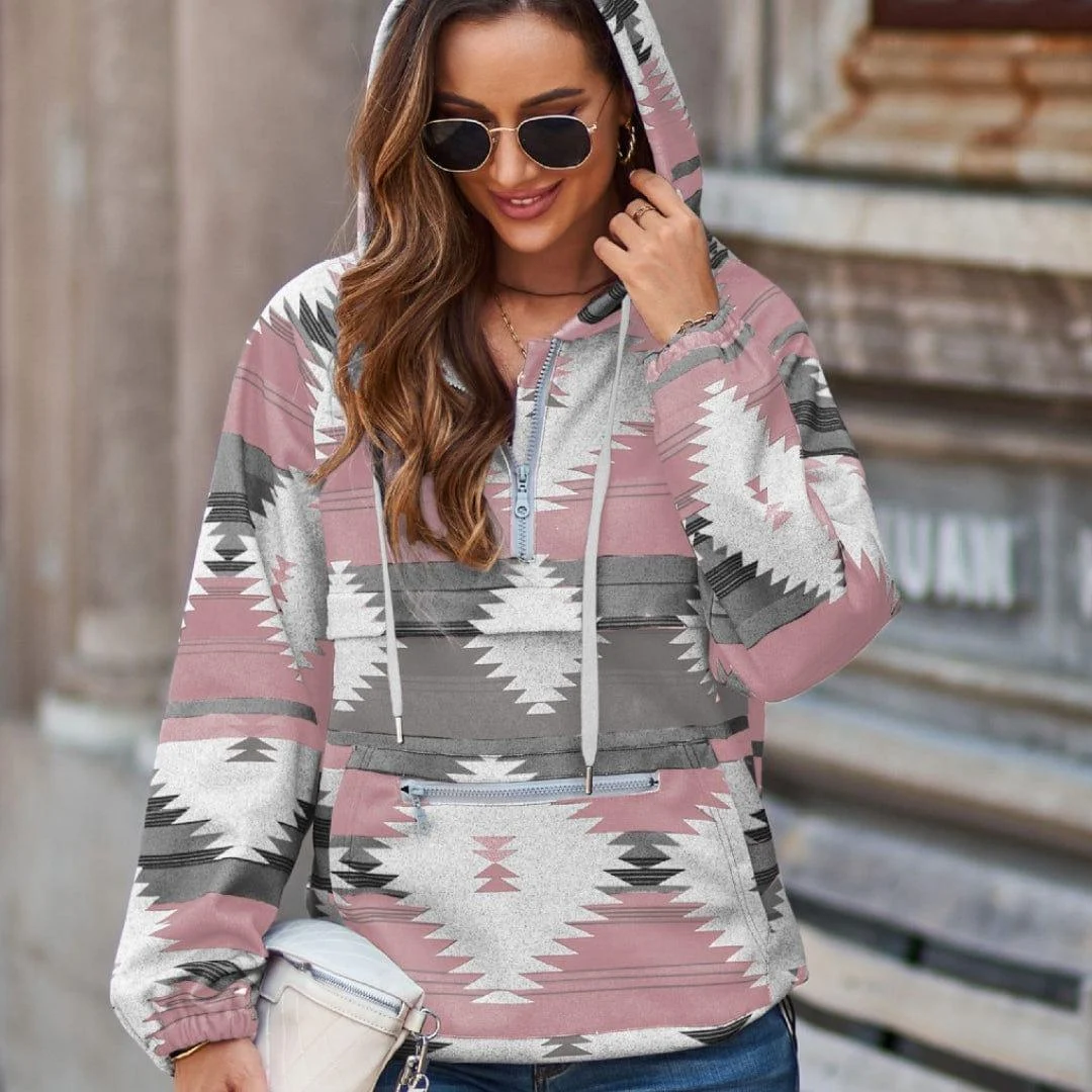 Pink Aztec Print Hoodie - Glova